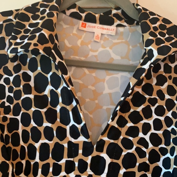 JUDE CONNALLY Giraffe Animal Print Stretchy V Neck 3/4 Sleeve Dress - Picture 6 of 8